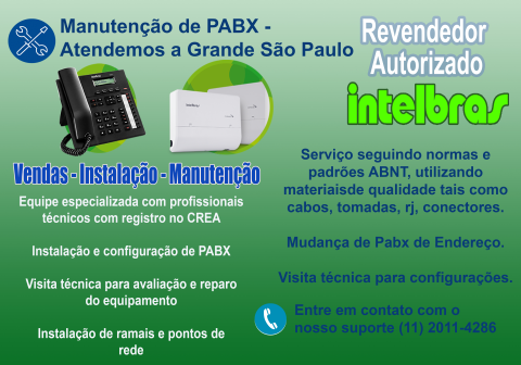 Manutenção de PABX em Itapecerica da Serra - Autorizada Intelbras